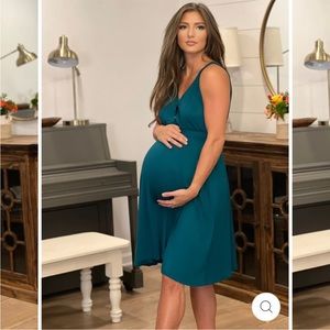 Lila Juliet labor and postpartum gown in deep teal